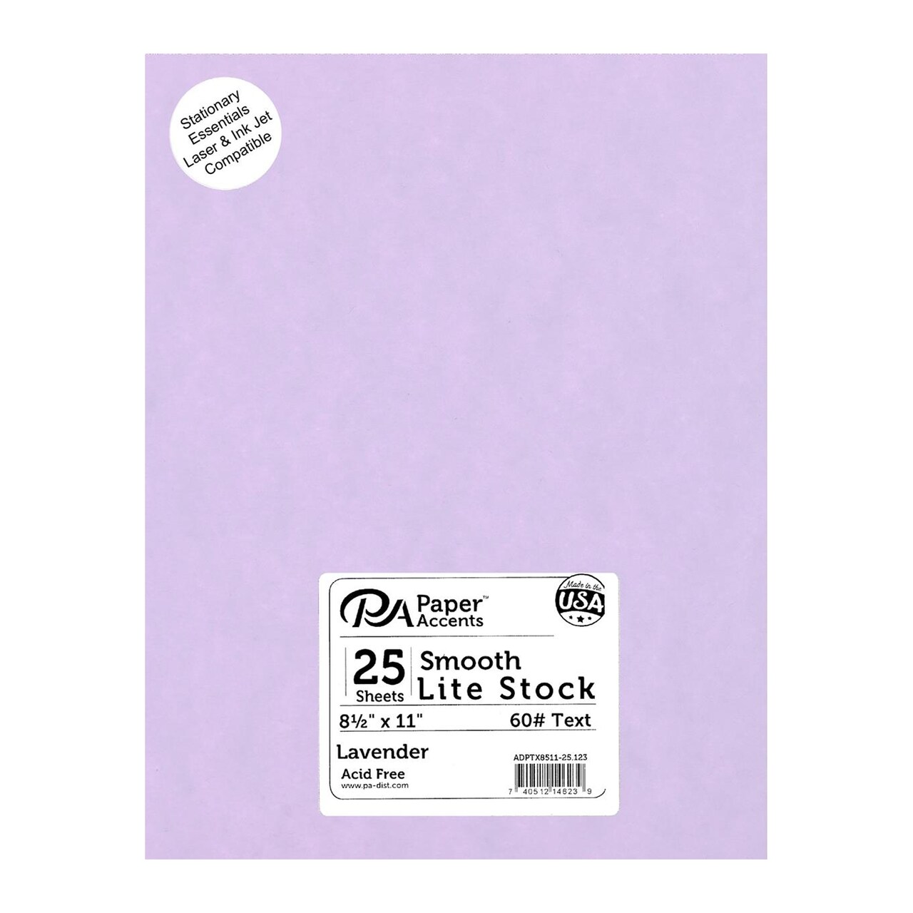 Accent Design Paper Accents Lite Stock 8.5x11 60lb, 25pc, Lavender, Colored Cardstock Paper For Card Making, Scrapbooking, Printing, Quilling and Crafts
